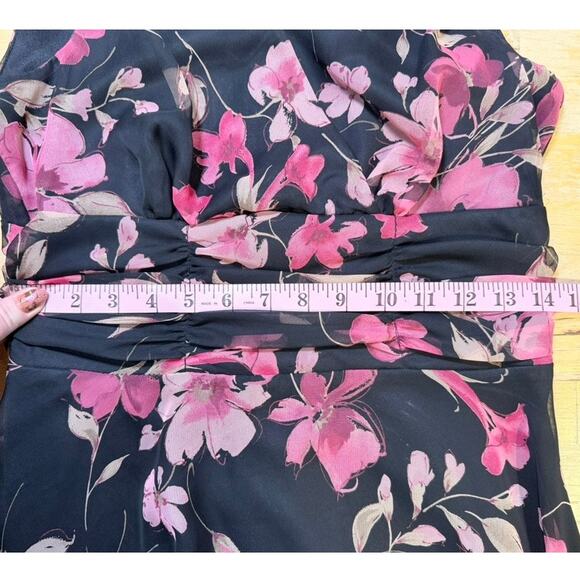 Vtg Retro Style Sleeveless A Line Dress Size 10 Black Dark Floral Sweet Feminine - Picture 6 of 10